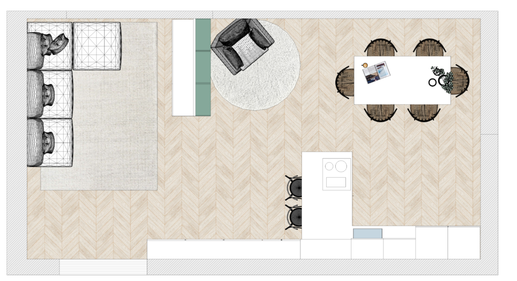 Planimetria arredata di un open space
