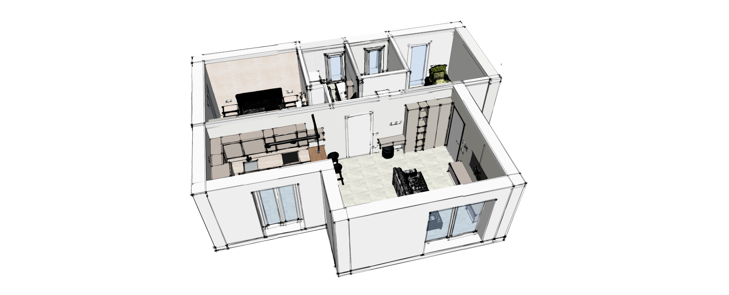 Disegno 3D progettazione layout interni arredo